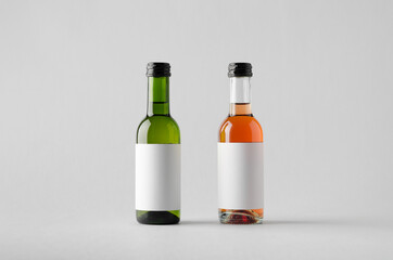 Wine Quarter / Mini Bottle Mock-Up - Two Bottles. Blank Label