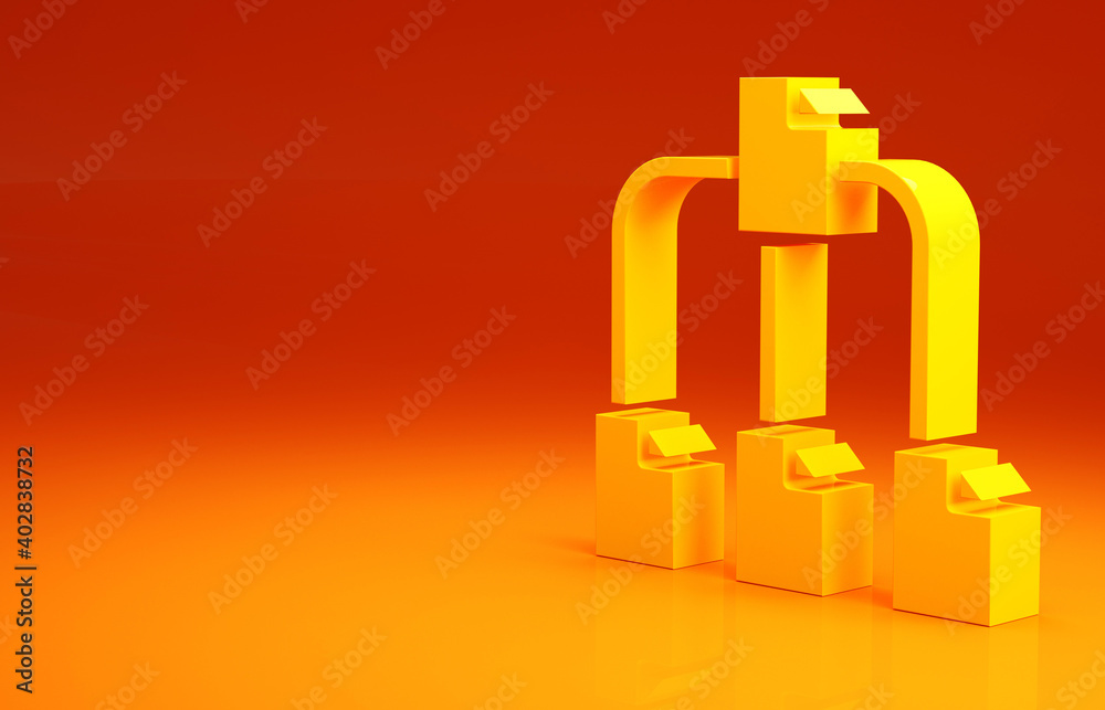 Poster yellow folder tree icon isolated on orange background. computer network file folder organization str
