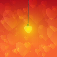 Vector : Heart lamp with heart background
