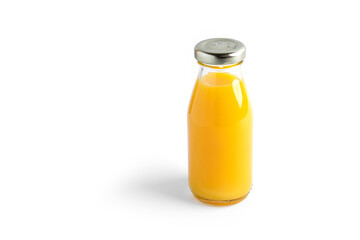 Orange juice in bottle on a white background. High quality photo