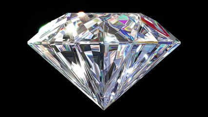 Realistic 360-degree seamless looping spin of the precious shining diamond rendered in UHD, alpha matte is included - Powered by Adobe