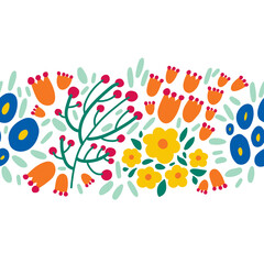 Seamless horizontal decorative flowers border.