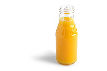 Orange juice in bottle on a white background. High quality photo