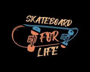 Fotobehang Vector illustration of a skateboard and typography. great for the design of t-shirts, shirts, hoodies, hats etc. © D GANGGA