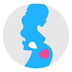 Beautiful Pregnant Woman Stylized Isolated On White