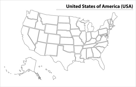 United State of America map illustration vector detailed USA map
