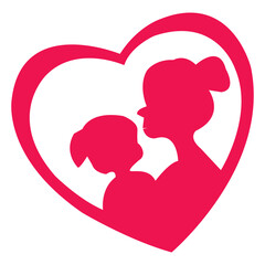 Mother and Daughter Vector Illustration on White Backdrop