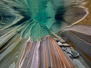 Clear view underwater in the mountain river