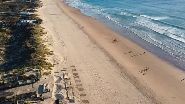 4K Aerial View over Costa da Caparica Beach, Portugal