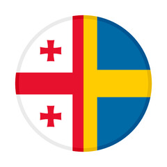 Obraz premium round icon with georgia and sweden flags 