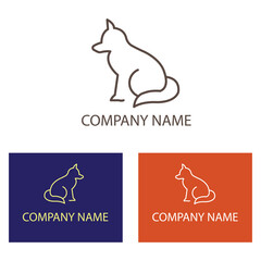 dog logo simple line illustration template brand design vector