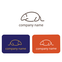 Mouse logo simple line illustration vector design brand template