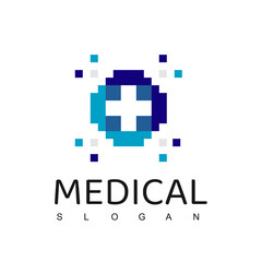 Medical Logo Design Template, Pixel Plus Icon, Modern Hospital Symbol
