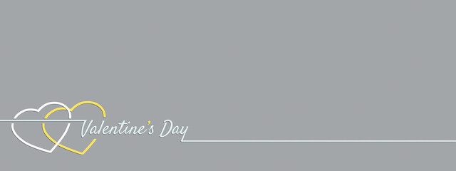 Ultimate gray background with ribbon and hearts. Valentine's Day greeting
