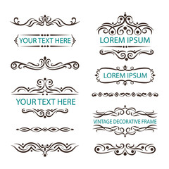 Set of vintage decorative frames, borders and dividers.