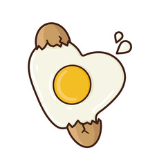 Broken egg in heart shape isolated vector illustration for Great Egg Toss Day on September 6