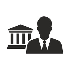 Lawyer icon. Law and judgement. Vector icon isolated on white background.