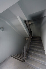 Staircase between floors. Production of apartments, social housing.
