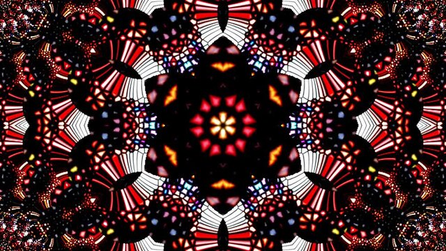 3D Beautiful abstract video that shines, bright light set smooth, colorful motion with red dots, black background