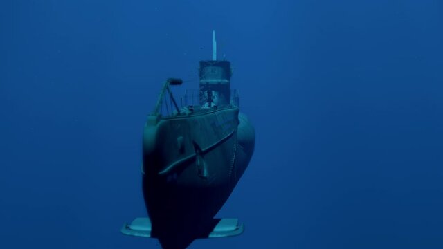 U-Boot unter Wasser- Frontalansicht