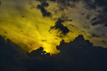 Yellow sunset in several tones
