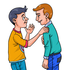 A good friend advises a friend. Cartoon illustration.