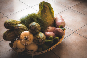 Autumn, still life with various organic plant products