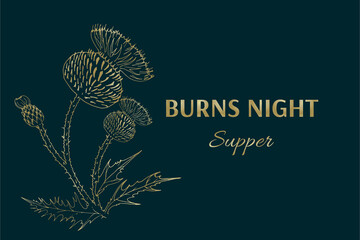 Burns night supper card. Burns Night - national holiday in Scotland. Template for invitation, poster, flyer, banner, etc.