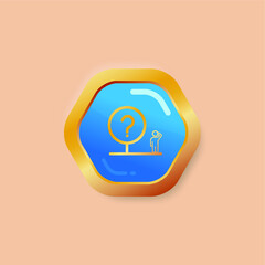 Problems concept line on hexagon gold Internet Button Original Illustration