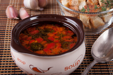 Garlic Soup with croutons