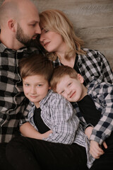 Family sitting on a bench