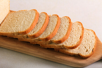 Homemade white toast bread, sliced