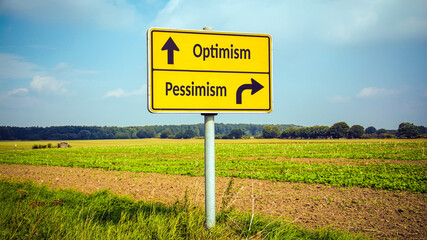 Obraz premium Street Sign Optimism versus Pessimism