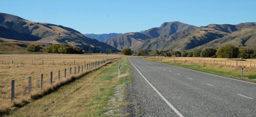 Tarras to Lindis road in Central Otago, South Island, New Zealand