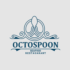 Creative Seafood restaurant stamp logo design template