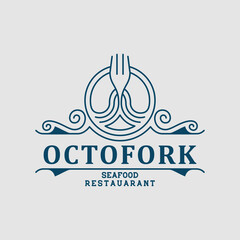 Creative Seafood restaurant badge label logo design template vector inspiration