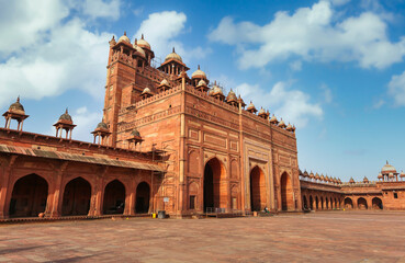 Fatehpur Sikri entrance to Jodha Bai palace. Fatehpur Sikri is a medieval fort city made of red sandstone at Agra India	