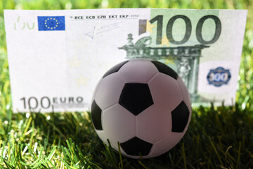 Obraz premium sport ballon football championnat jouer joueur match gazon pelouse terrain argent euro