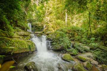 Obraz premium Beautiful scenic of Sapan waterfall in Nan, North of Thailand.