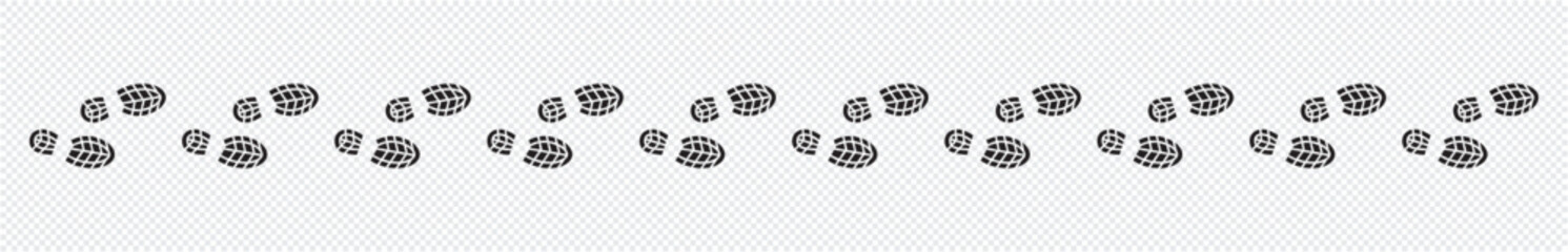 footprints shoe sole tracking path on transparent background, Shoes trail track vector illustrations