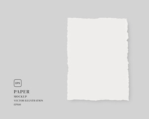 Blank torn paper. Paper mockup isolated on grey background. Mockup vector isolated. Template design. Realistic vector illustration.