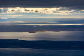 Fototapeta premium View from an aeroplane of the coastline near Punta Arenas, Patagonia, Chile