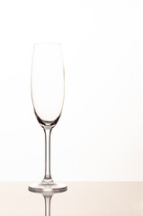 empty champagne glass jn white background