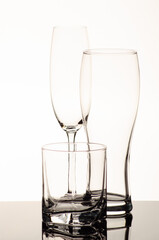 Obraz premium collection of different glasses on white background