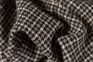 Brown warm wool fabric swatch houndstooth