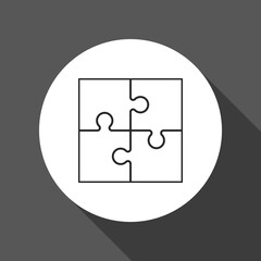 Simple puzzle four piece business presentation. Circle puzzle outline infograph. 4 Step contour process diagram. Section line compare puzzle banner.