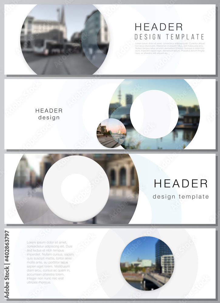 Wall mural vector layout of headers, banner templates for website footer design, horizontal flyer design, websi