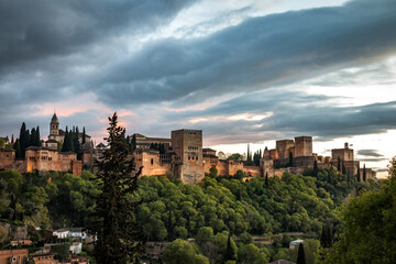 Fototapeta na wymiar city palace of alhambra at night, granada, spain
