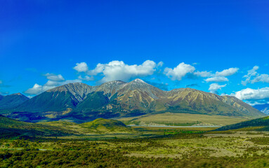 Fototapeta premium New Zealand, South Island, View on New Zealand's mountains. Beautyful landscape near the Mount Cook- Aoraki.