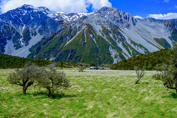 Obraz premium New Zealand, South Island , mountains around Mount Cook- Aoraki.